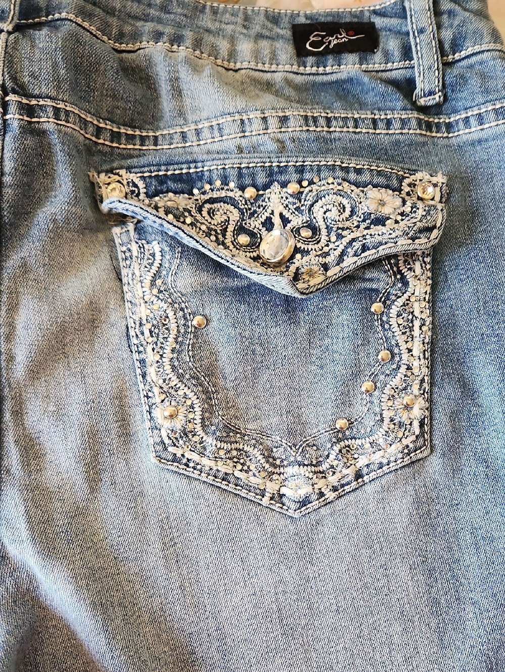 Earl Jeans Light Blue Embroidered Pocket Jeans